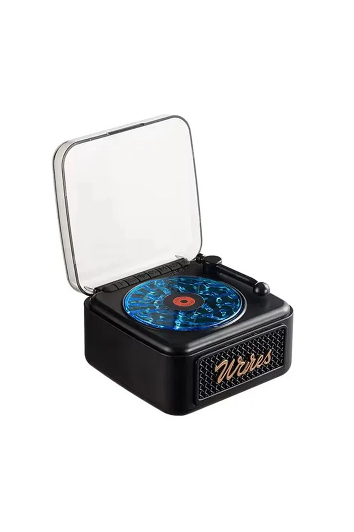 Nostalji Mini Plak Görünümlü Radyolu Bluetooth Hoparlör 3d Ses Dalgası Retro Müzik Plak Siyah - Lisinya
