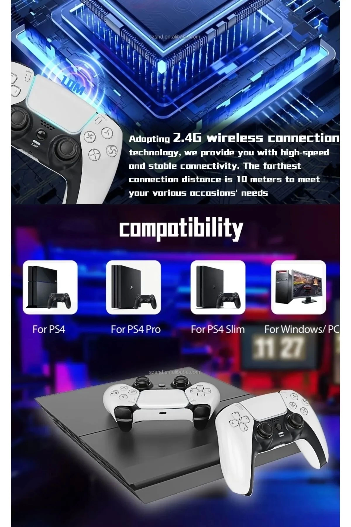 P4 Plus Bluetooth Titreşimli Ps4/ps5 Uyumlu Pc Telefon Joystick Kablosuz Oyun Kolu - Lisinya