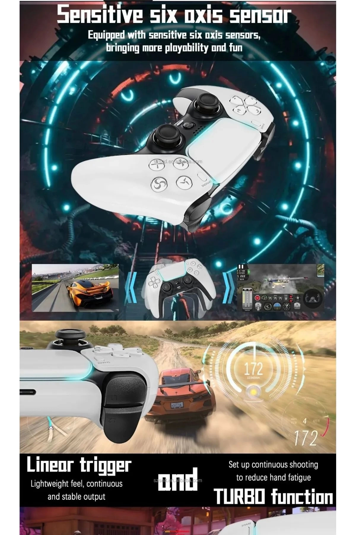P4 Plus Bluetooth Titreşimli Ps4/ps5 Uyumlu Pc Telefon Joystick Kablosuz Oyun Kolu - Lisinya