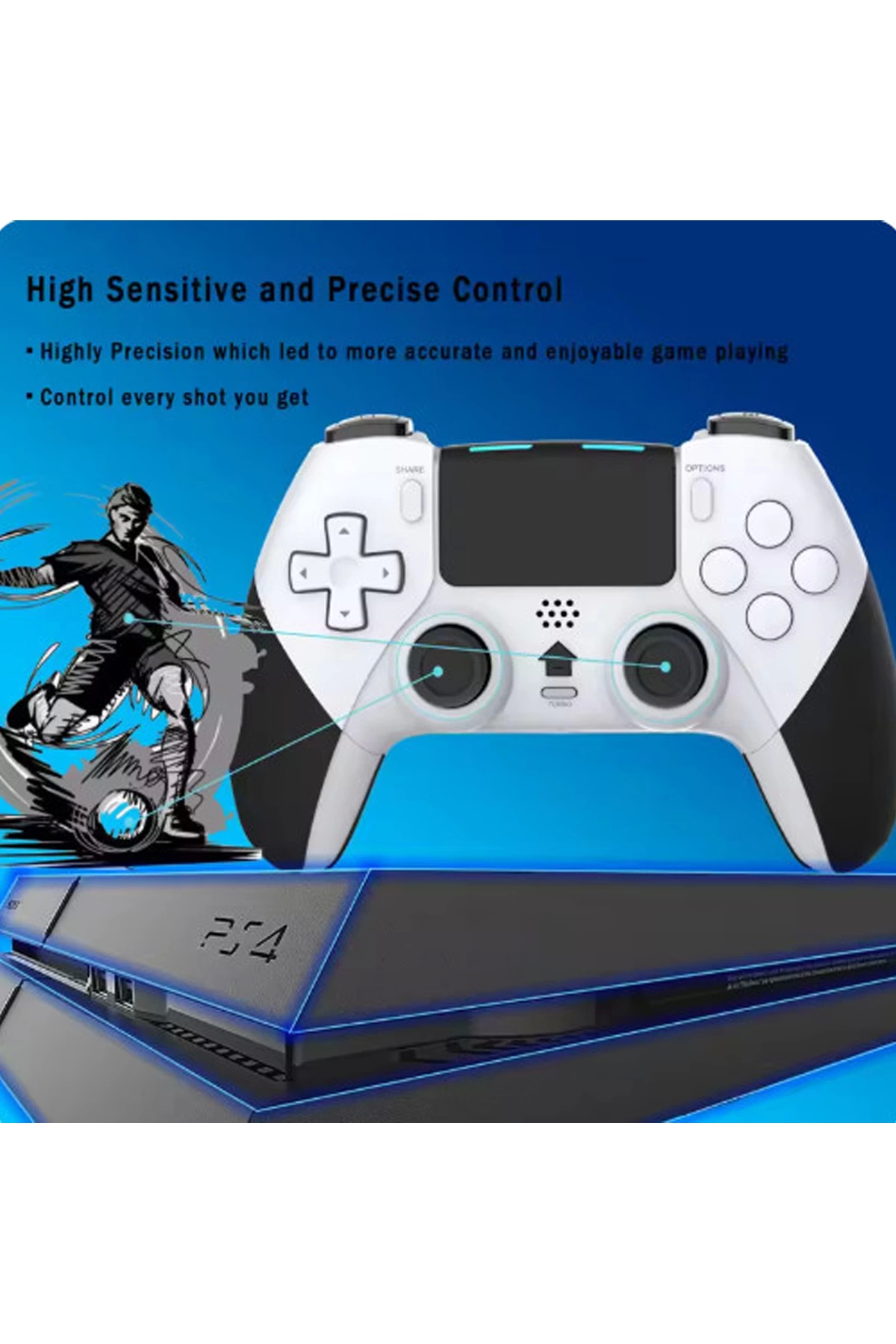 P4 Plus Bluetooth Titreşimli Ps4/ps5 Uyumlu Pc Telefon Joystick Kablosuz Oyun Kolu Siyah - Lisinya