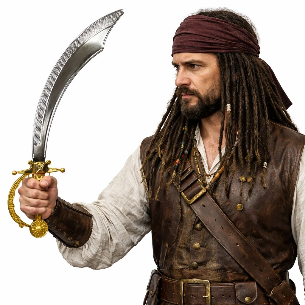 Parlak Metal Görünümlü Plastik Korsan Kılıcı 45 Cm - Lisinya