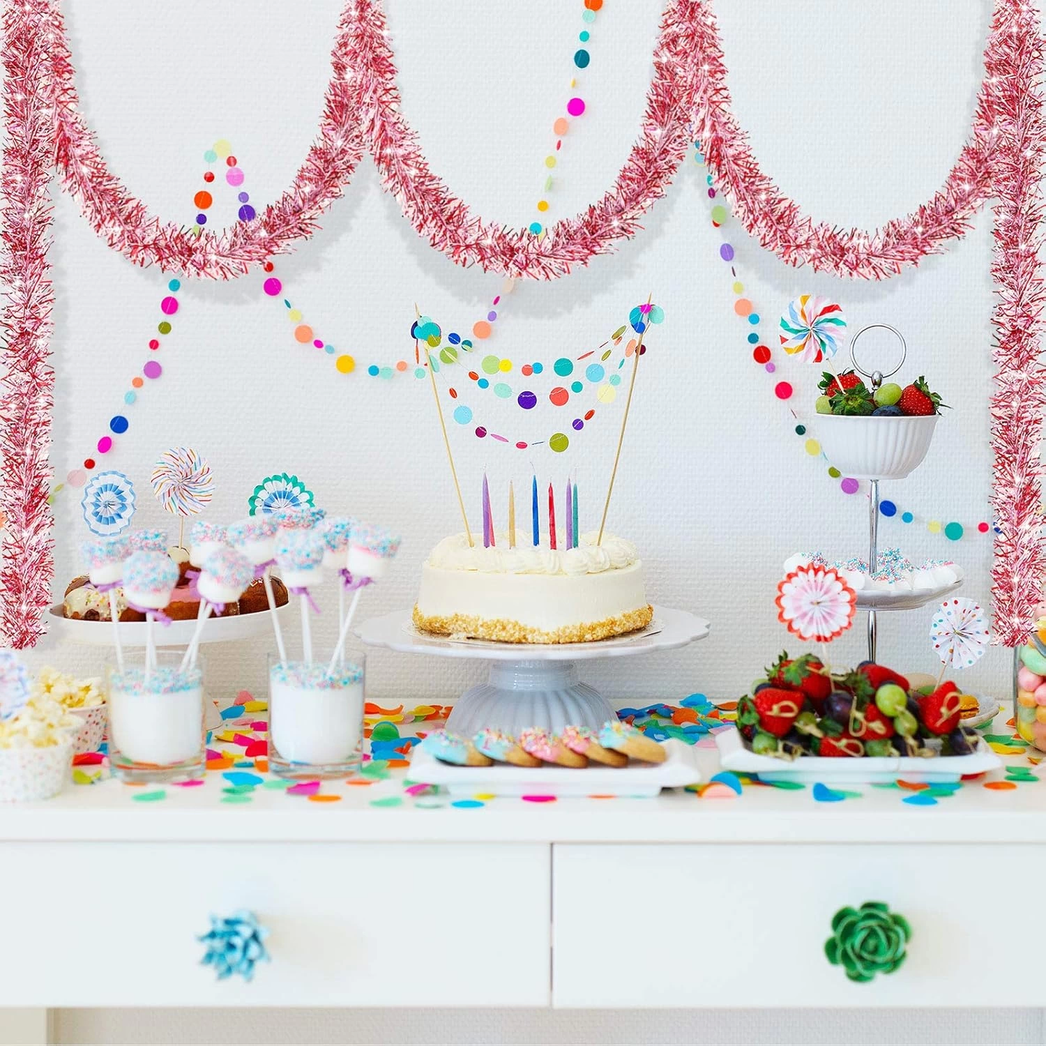 Parti İçin Sim Süs 2 Metre Uzunluk 8 Cm Genişlik Pembe Renk İthal - Lisinya Parti İçin Sim Süs 2 Metre Uzunluk 8 Cm Genişlik Pembe Renk İthal - Lisinya
