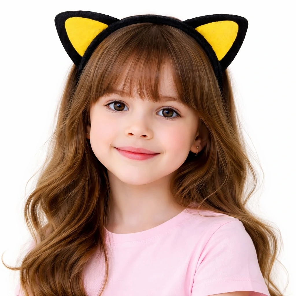 Peluş Kedi Kulak Taç Sarı Siyah – Çocuk Parti Kostüm Tacı - Lisinya Peluş Kedi Kulak Taç Sarı Siyah – Çocuk Parti Kostüm Tacı - Lisinya