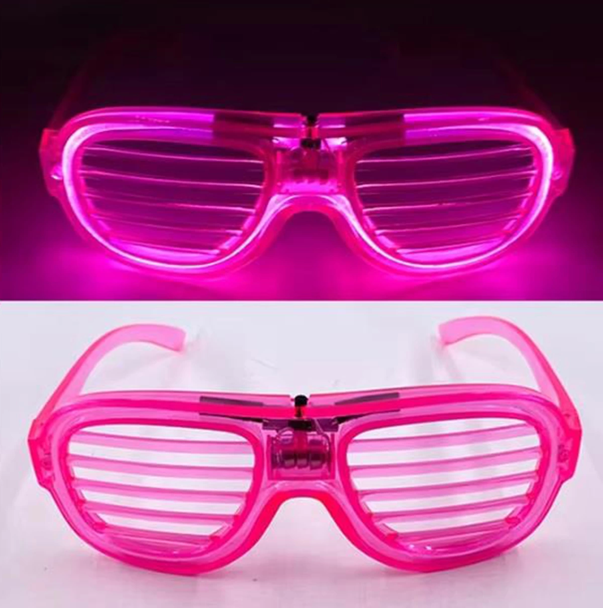 Pembe Led Işıklı Parti Gözlüğü - Neon Glow Şerit Gözlük 3 Modlu - Lisinya