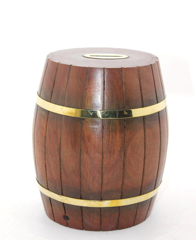Pirinç Ahşap Fıçı Kumbara 18 Cm Wb536 - Lisinya