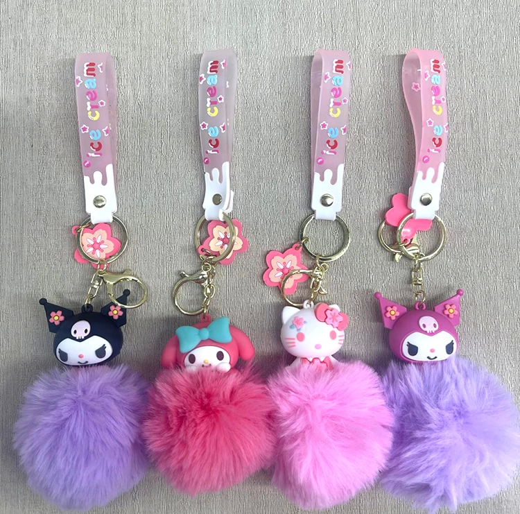 Ponponlu Kuromi Ve Hello Kitty Anahtarlık Alk4246 - Lisinya