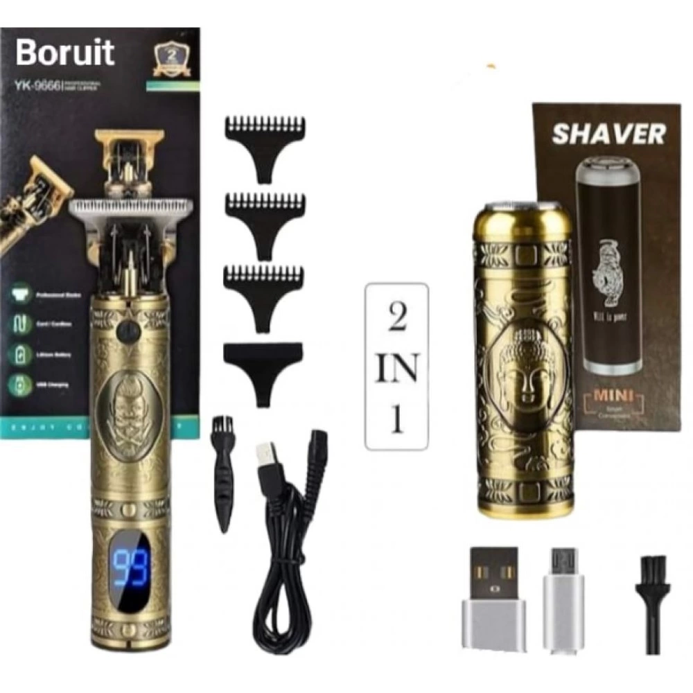 Pro 2 İn 1 Vintage Traş Makinesi Şarjlı Dijital Göstergeli Aliminyum Gövde - Lisinya Pro 2 İn 1 Vintage Traş Makinesi Şarjlı Dijital Göstergeli Aliminyum Gövde - Lisinya