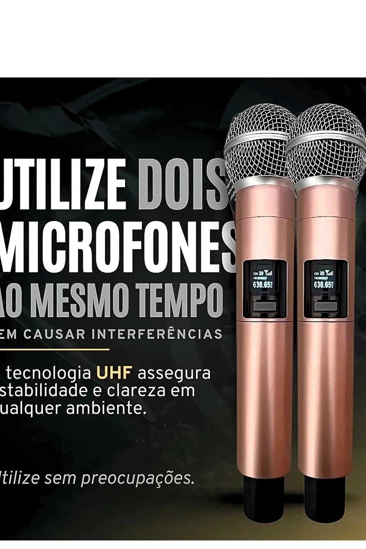 Profesyonel Çiftli Kablosuz Mikrofon Seti Karaoke Şarj Edilebilir 50 Metre Mesafe Rose - Lisinya