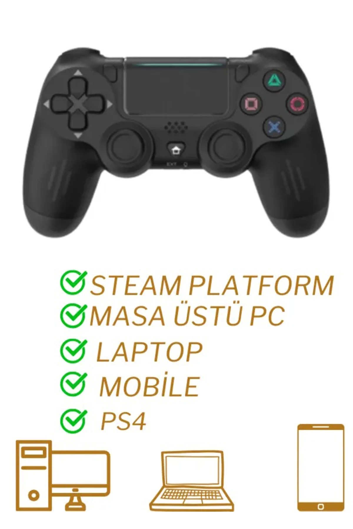 Ps4 Kol Kablosuz Bt Kablosuz Oyun Kolu Ps4 Joystick Tablet Telefon Pc Uyumlu Titreşimli Oyun Kolu - Lisinya