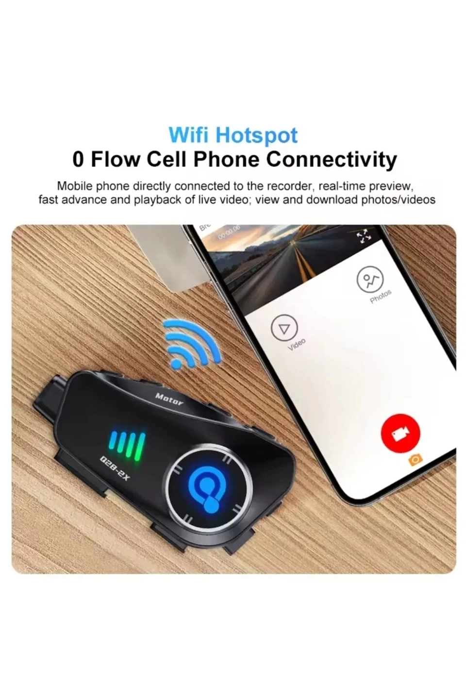 Q28 2x 2 Eşleşmeli Motosiklet Kask Bluetooth Kulaklık 1080p Kamera Su Geçirmez Intercom - Lisinya