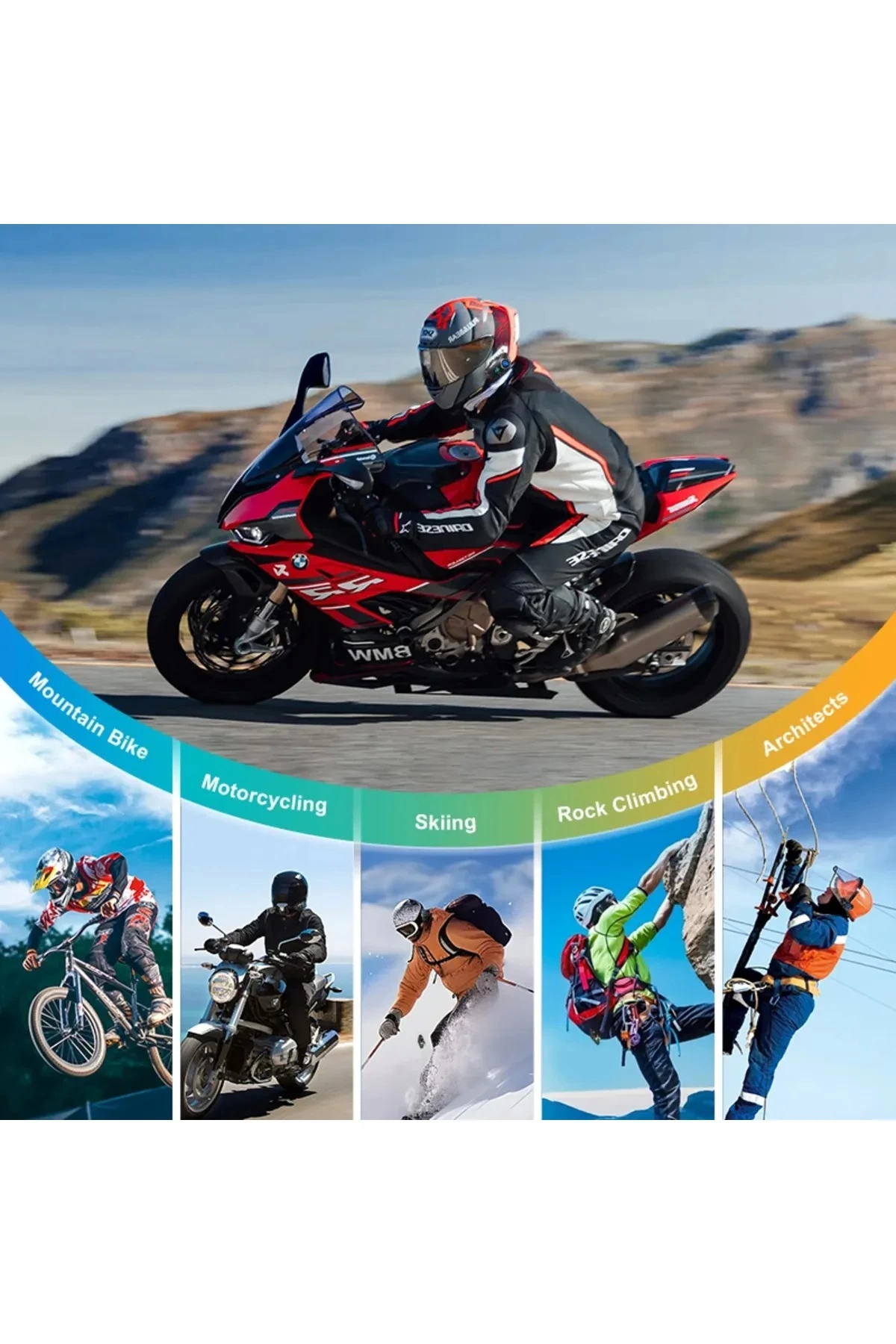 Q28 Motosiklet Kask Bluetooth Kulaklık 1080p Kamera Interkom Kulaklık Su Geçirmez Intercom - Lisinya