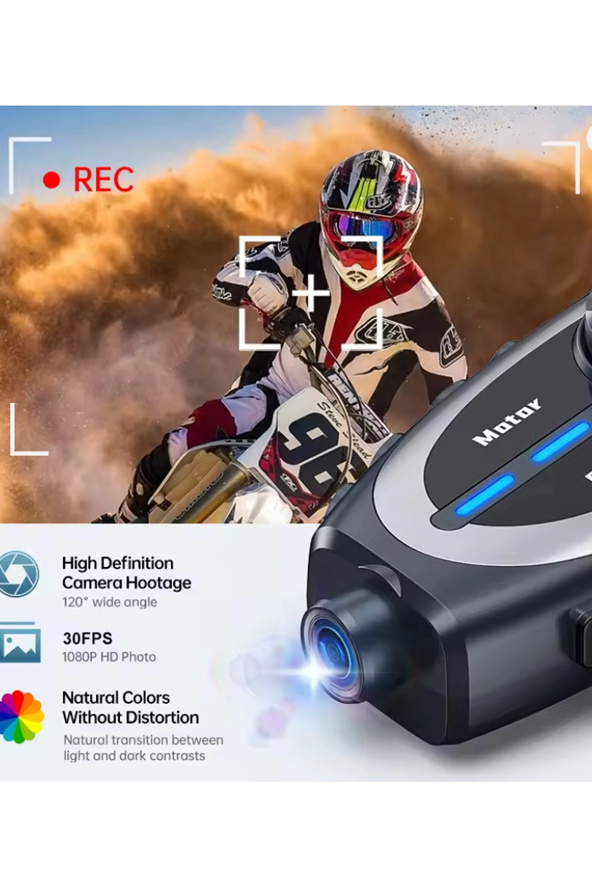 Q29 Motosiklet Kask Bluetooth Kulaklık Eşleşmeli 1080p Kamera Geniş Açı Su Geçirmez Intercom - Lisinya