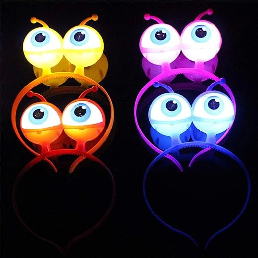 Rengarenk 3 Farklı Fonksiyonda Yanan Led Işıklı Uzaylı Göz Taç 1 Adet 18x12 Cm - Lisinya