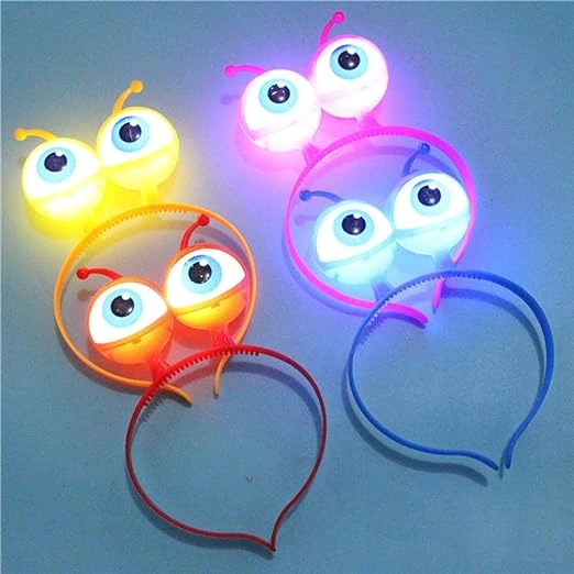 Rengarenk 3 Farklı Fonksiyonda Yanan Led Işıklı Uzaylı Göz Taç 1 Adet 18x12 Cm - Lisinya