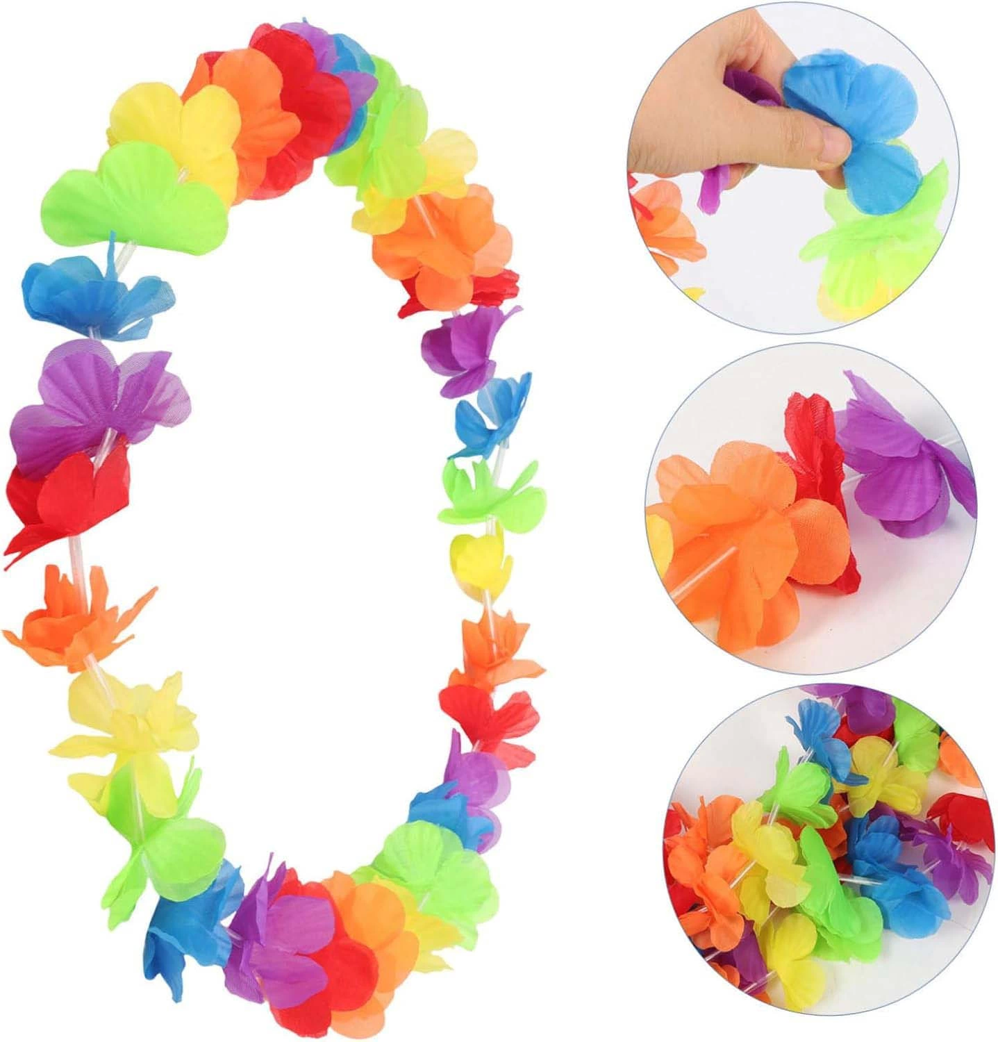 Hawaii Çiçekli Boyun Kolyesi - Renkli Tropikal Parti Leisi - Lisinya