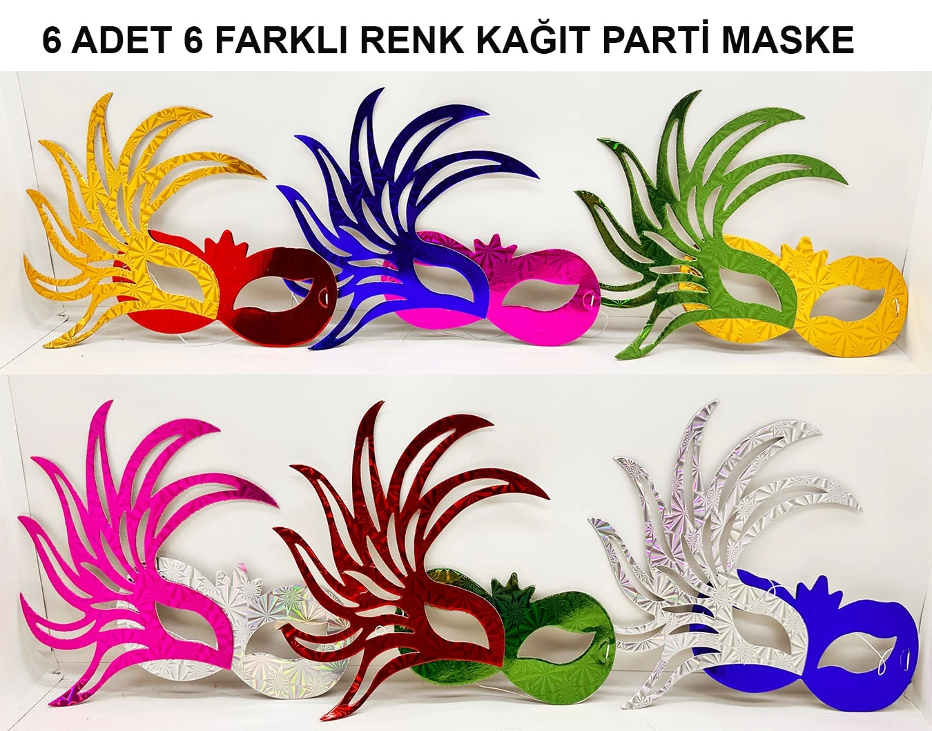 639lı Renkli Balo Maskesi Seti | Karton  Lastikli (yetişkin-çocuk Uyumlu) - Lisinya