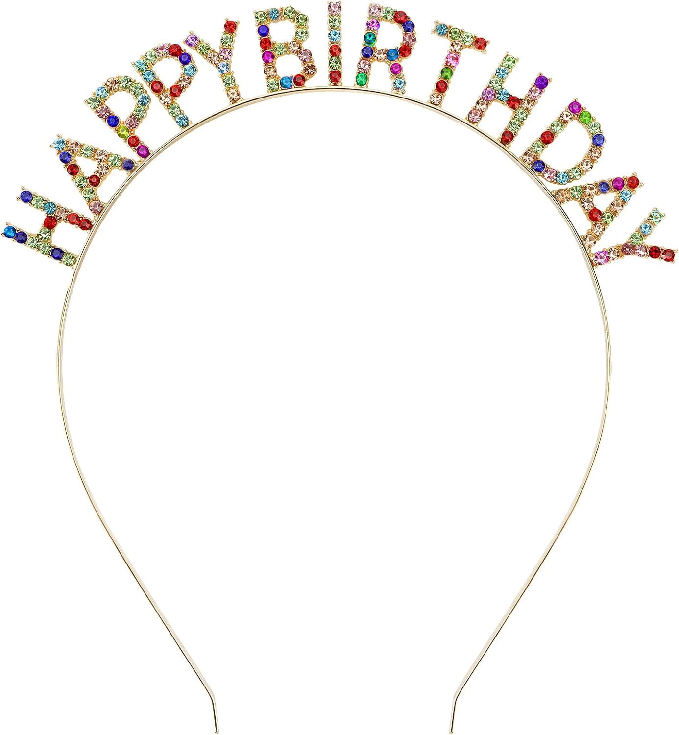 Rengarenk Kristal Taşlı Ekstra Lüks Gümüş Kaplama Happy Birthday Taç 16x17 Cm - Lisinya