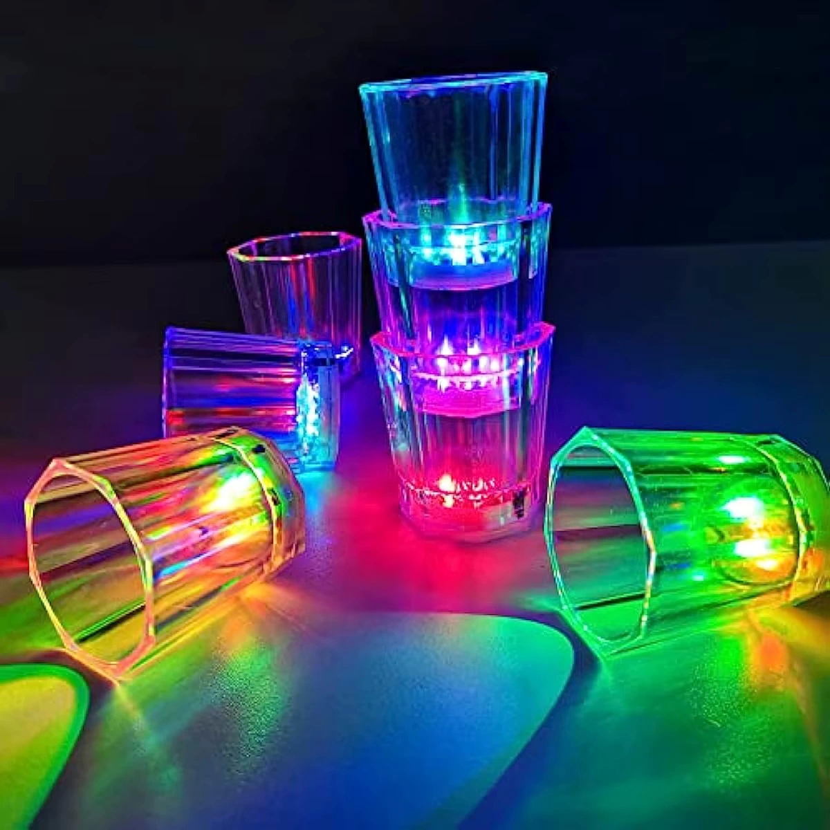 Renkli Led Parlayan Fiber Optik Glow Işıklı Bardak 5,5 X 5,5 Cm 1 Adet - Lisinya