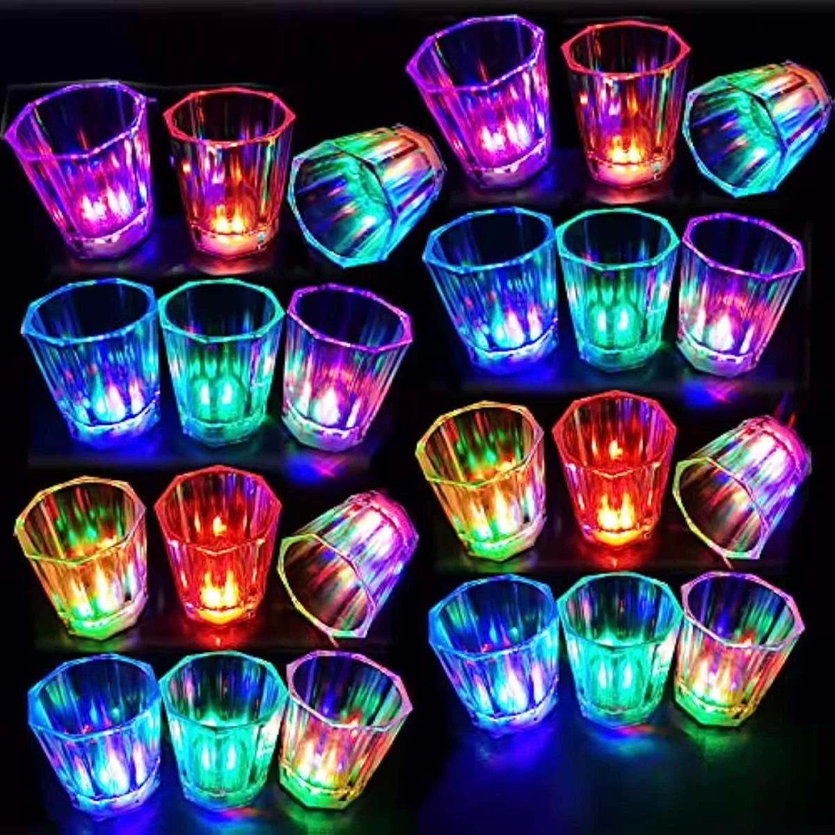 Renkli Led Parlayan Fiber Optik Glow Işıklı Bardak 5,5 X 5,5 Cm 1 Adet - Lisinya