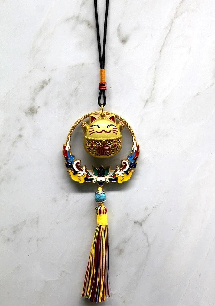 Renkli Püsküllü Şans Kedisi Feng Shui Askılık Alk4452 - Lisinya