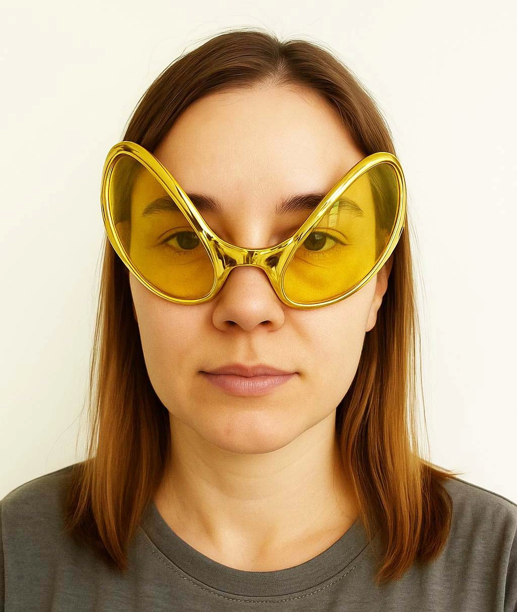 Retro Gözlük - 80 Li 90 Lı Yıllar Parti Gözlüğü Gold Renk 8x13 Cm - Lisinya