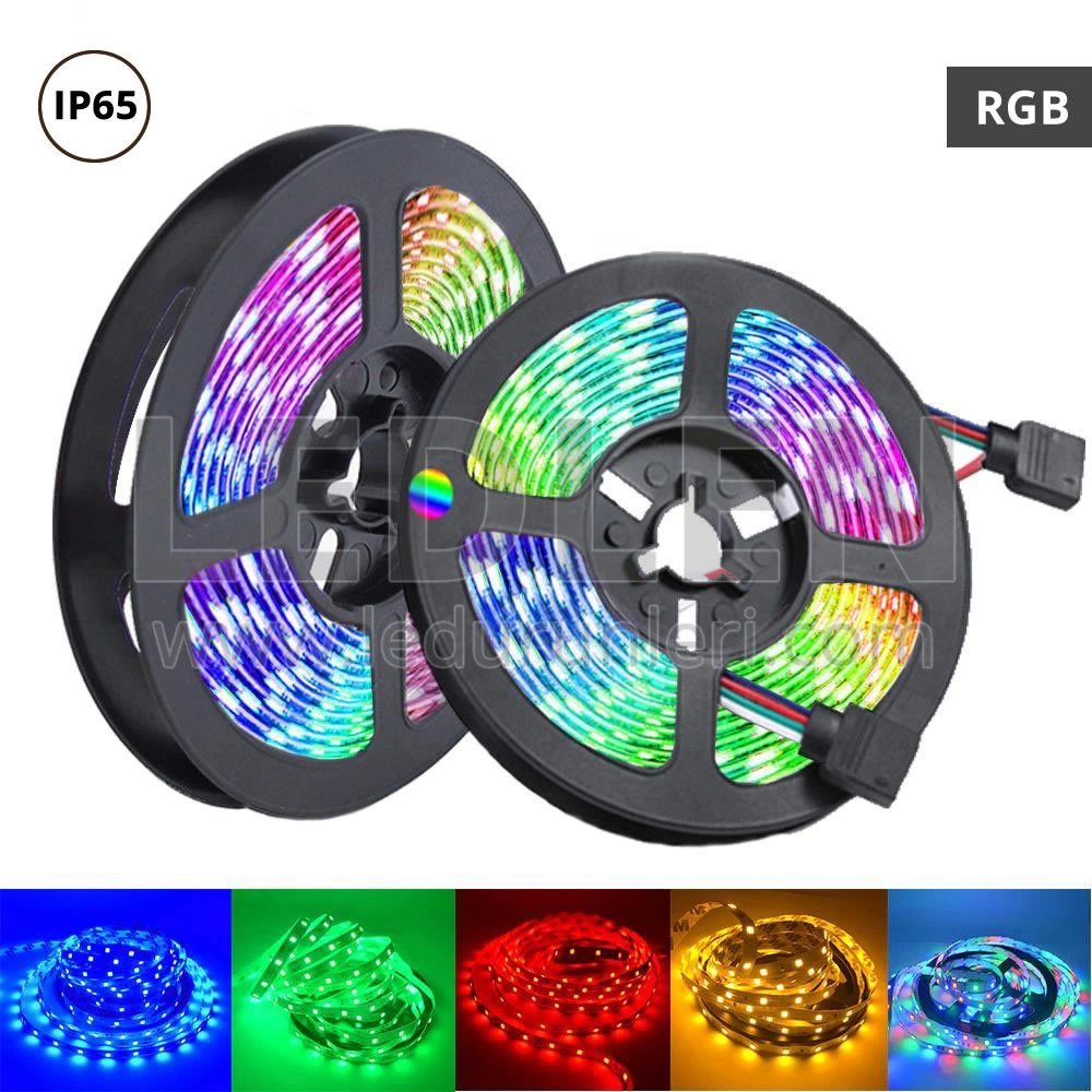 Rgb Şerit 5 Metre 16 Renkli Kumandalı Adaptörlü Çift Taraflı Bant - Lisinya