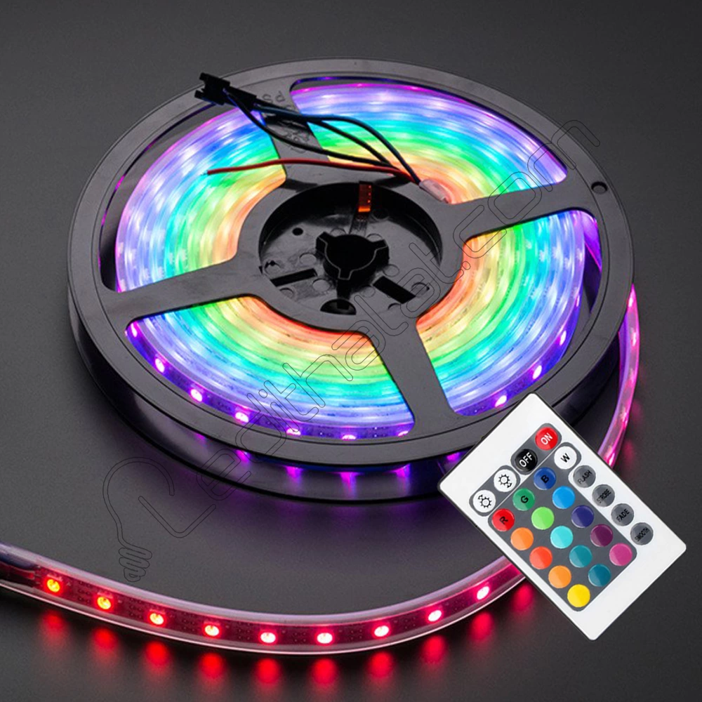 Rgb Şerit 5 Metre 16 Renkli Kumandalı Adaptörlü Çift Taraflı Bant - Lisinya