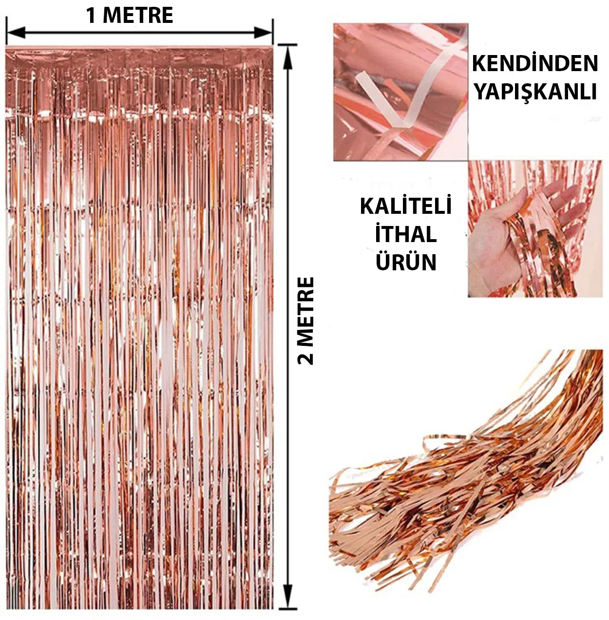 Rose Gold Püsküllü Kapı Perdesi - Parti, Bekarlığa Veda, Doğum Günü 1x2 M - Lisinya Rose Gold Püsküllü Kapı Perdesi - Parti, Bekarlığa Veda, Doğum Günü 1x2 M - Lisinya