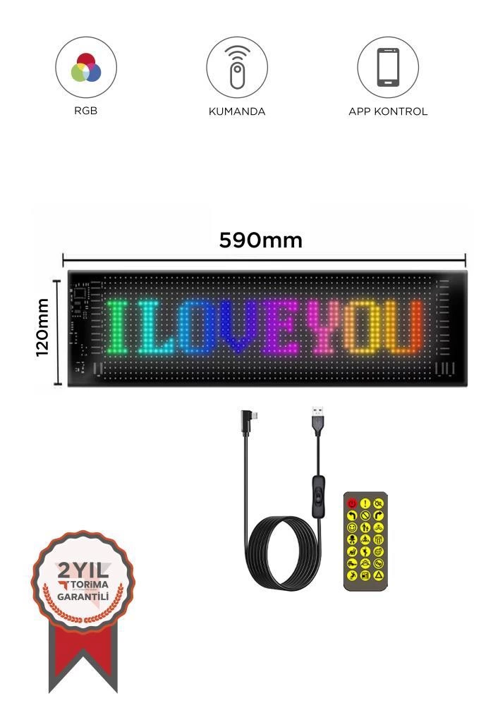 Rp1259 Led Matrix Panel 16x96cm Telefon Kontrollü Kayar Led Animasyon Aydınlatma - Lisinya Rp1259 Led Matrix Panel 16x96cm Telefon Kontrollü Kayar Led Animasyon Aydınlatma - Lisinya