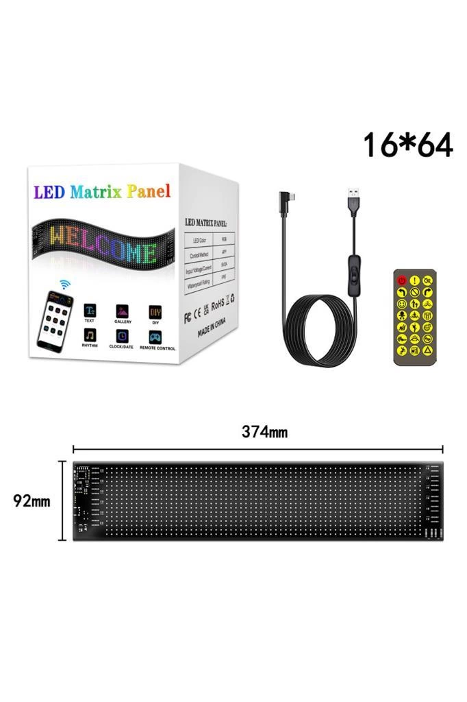 Rp937 Led Matrix Panel 16x64cm Telefon Kontrollü Kayar Led Animasyon Aydınlatma - Lisinya Rp937 Led Matrix Panel 16x64cm Telefon Kontrollü Kayar Led Animasyon Aydınlatma - Lisinya