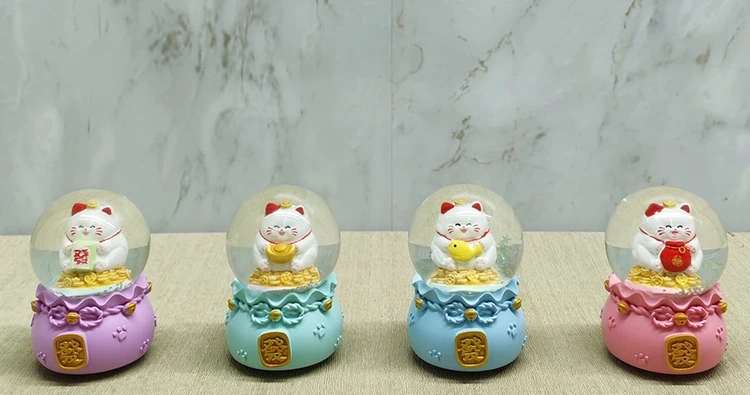 Şans Kedisi Işıklı Kar Küresi Alk4914 - Lisinya