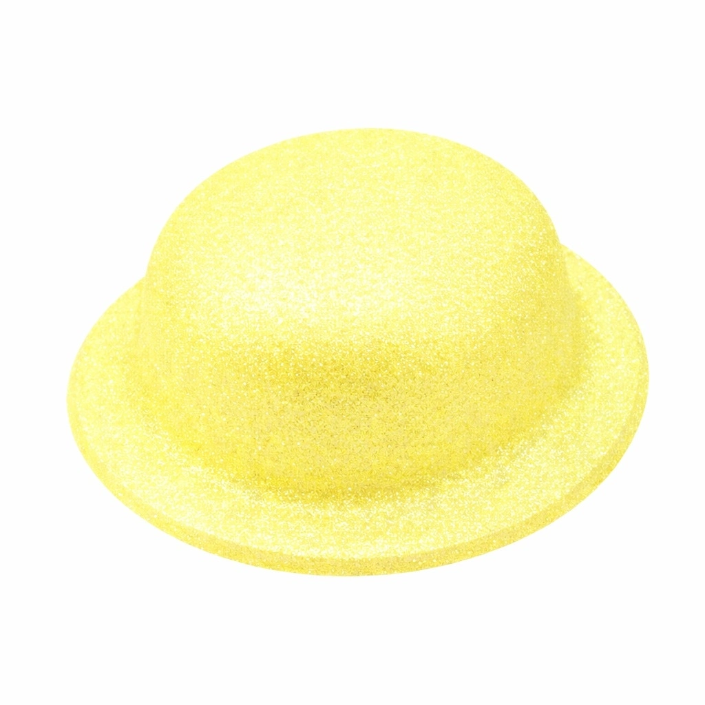 Sarı Simli Melon Şapka | İnce Plastik Glitter Yetişkin Parti Şapkası - Lisinya