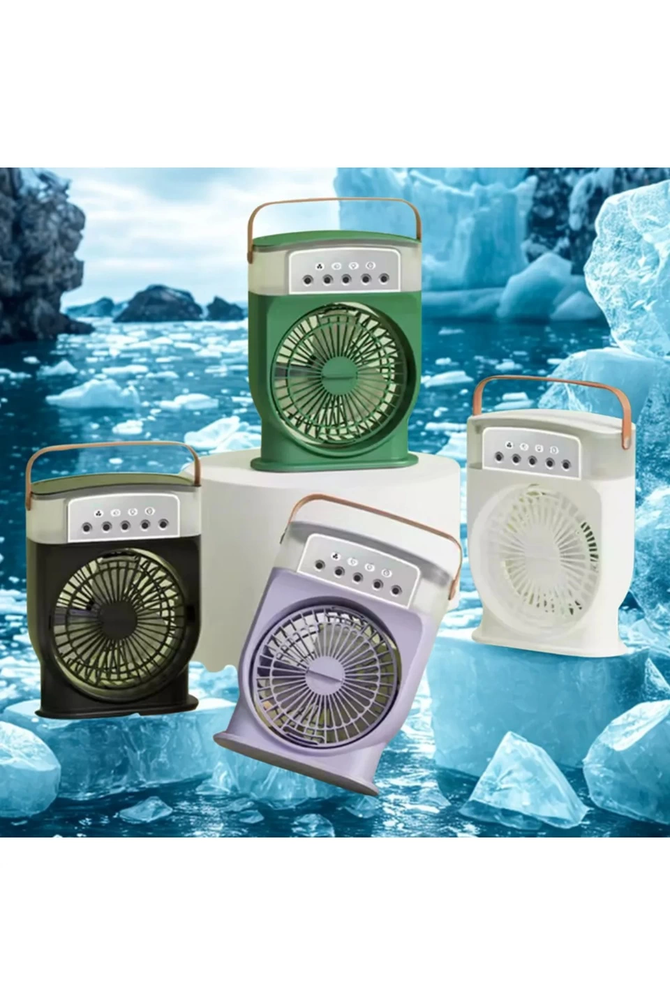 Şarjlı 600 Ml Su Hazneli Taşınabilir Masaüstü Vanilatör  Güçlü Fan Ve 2000 Mah Pil Beyaz - Lisinya