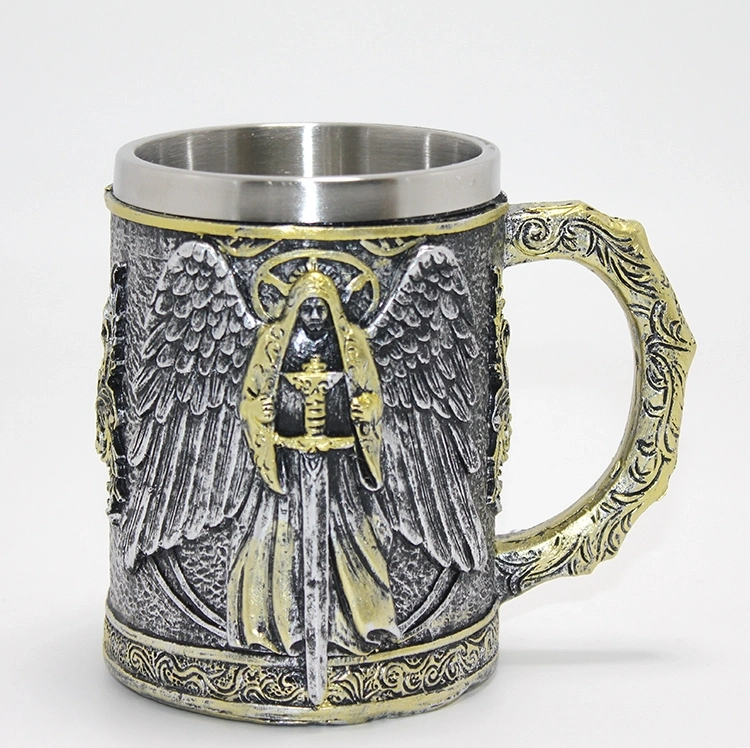 Savaşçı Melek Kanatlı 3d Kabartmalı Paslanmaz Çelik Kupa Alk4384 - Lisinya