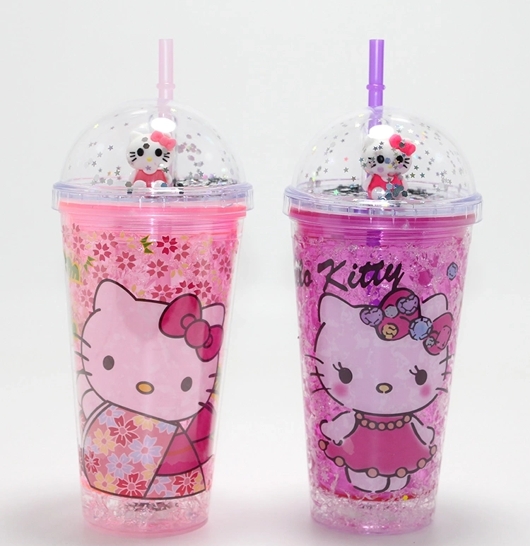Sevimli Hello Kitty Işıklı Pipetli Boncuklu Suluk & Bardak 400 Ml  Alk4706 - Lisinya