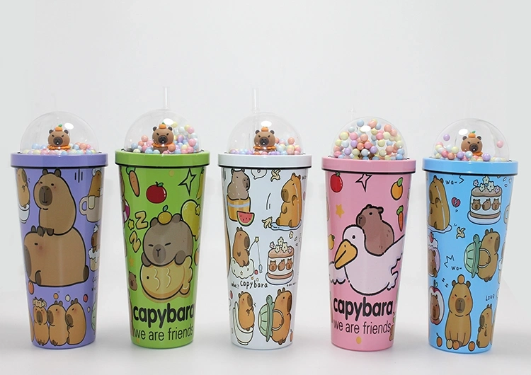 Sevimli Kapibara Pipetli Boncuklu Termos & Suluk Alk4709 - Lisinya