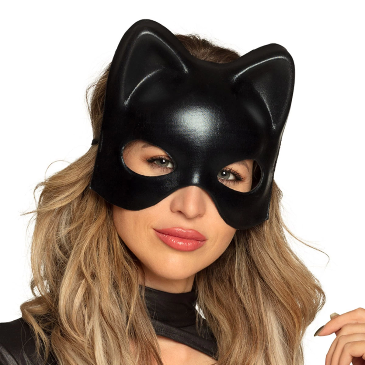 Siyah Deri Görünümlü Kedi Maskesi – Cosplay Maskeli Balo - Lisinya Siyah Deri Görünümlü Kedi Maskesi – Cosplay Maskeli Balo - Lisinya