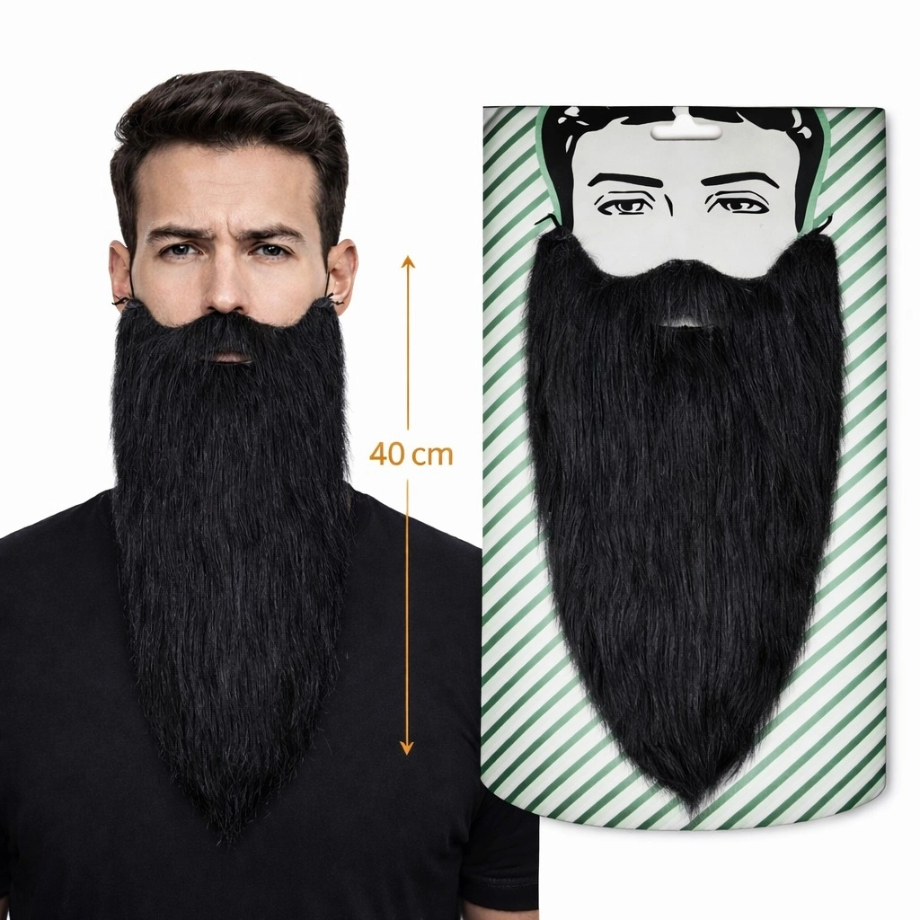 Siyah Renk Lastikli Uzun Takma Sakal 40 Cm - Lisinya