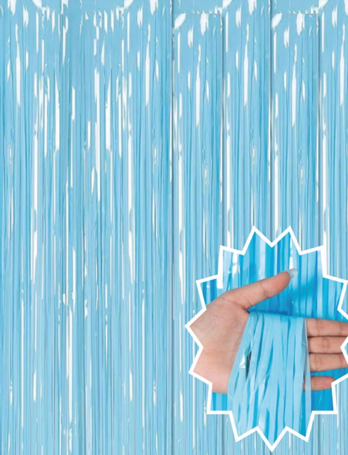 Soft Mavi Püsküllü Kapı Perdesi - Parti, Baby Shower, Sünnet Süsü, Cinsiyet Partisi 1x2 M - Lisinya