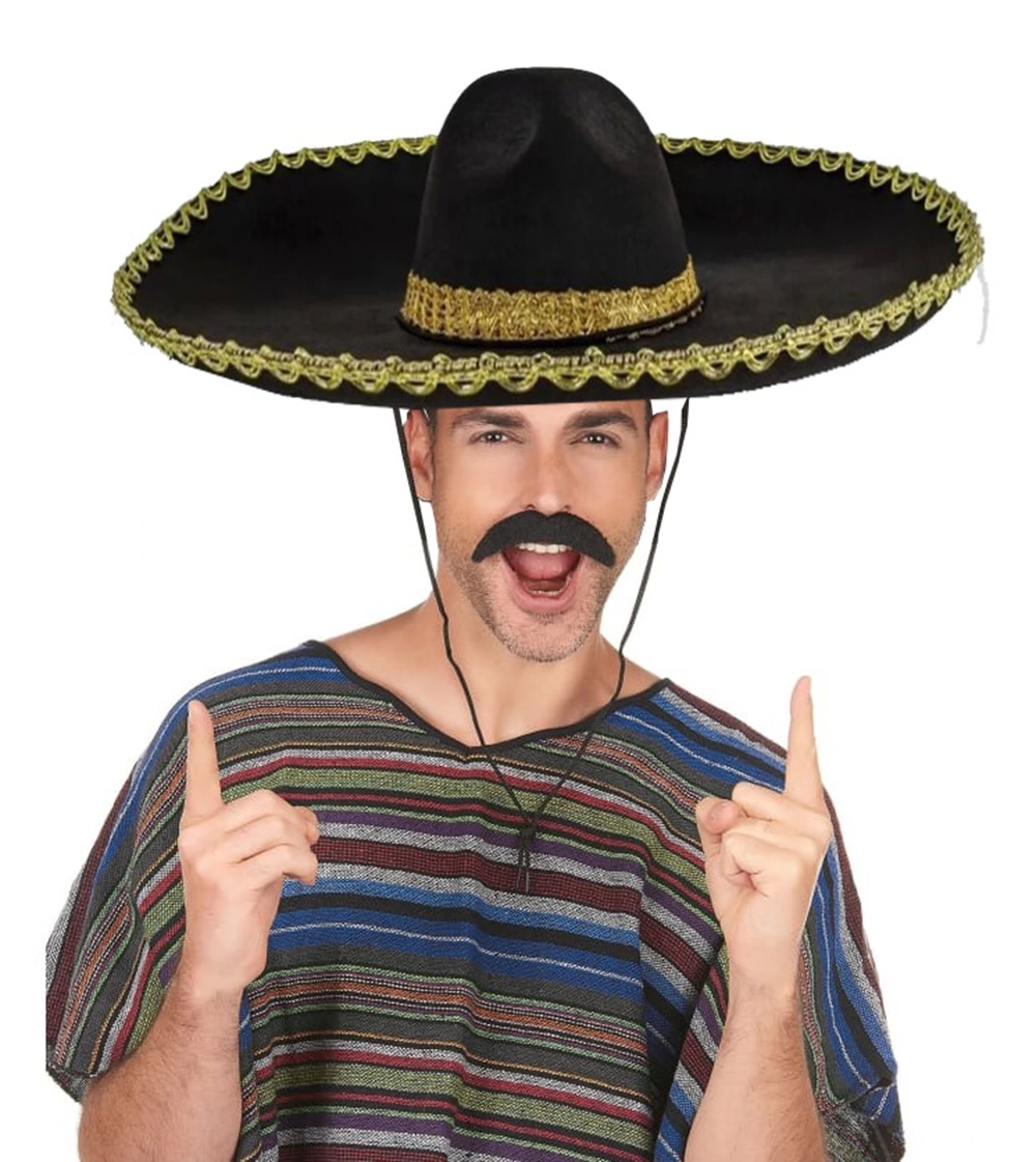 Sombrero Meksika Şapkası Mariachi Altın Şeritli Yetişkin Boy - Lisinya