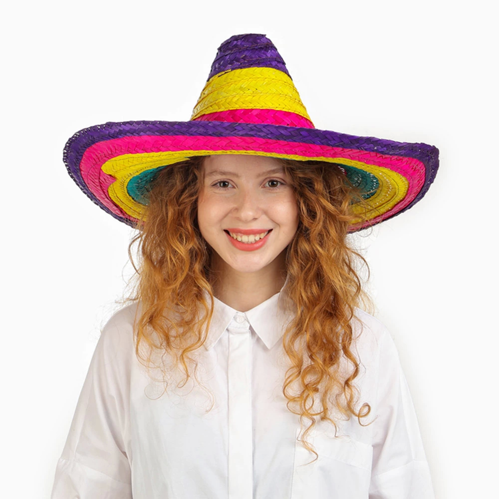 Sombrero Meksika Şapkası Renkli Örme Hasır Çocuk Boy - Lisinya
