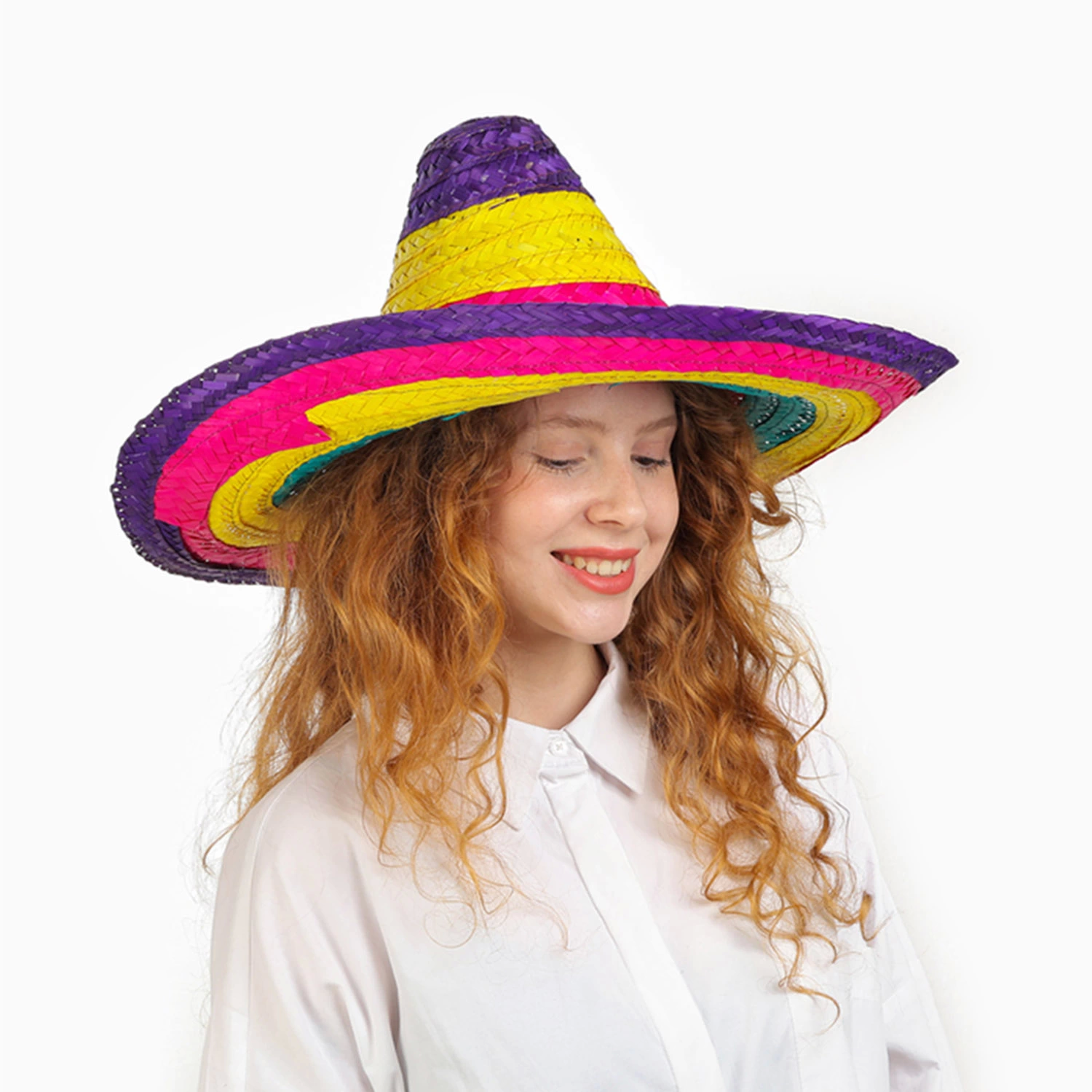 Sombrero Meksika Şapkası Renkli Örme Hasır Çocuk Boy - Lisinya