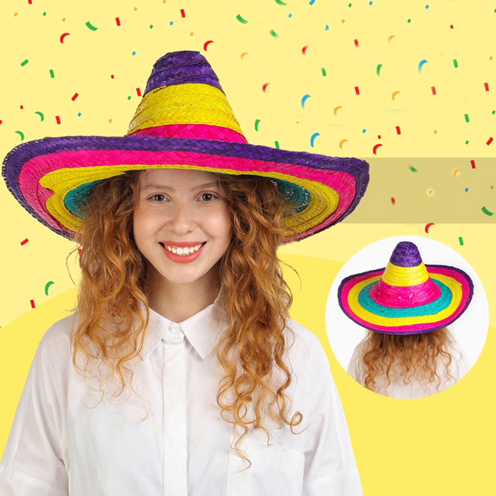 Sombrero Meksika Şapkası Renkli Örme Hasır Çocuk Boy - Lisinya