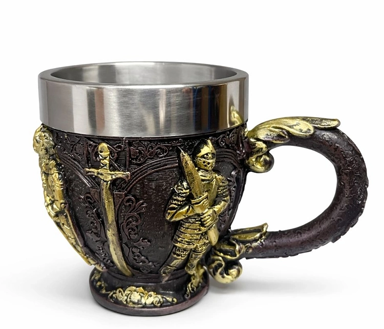 Şövalye Kabartmalı 3d Paslanmaz Çelik Kupa Bardak Alk4476 - Lisinya