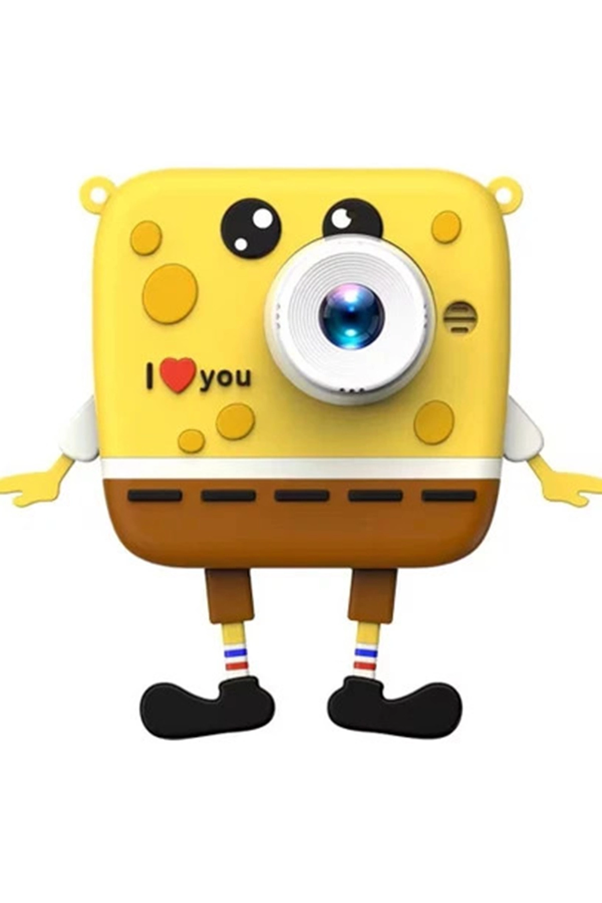 Sünger Bob Tasarımlı Yeni Nesil Çocuk Dijital Mini Fotoğraf Makinesi Çift Kamera - Lisinya
