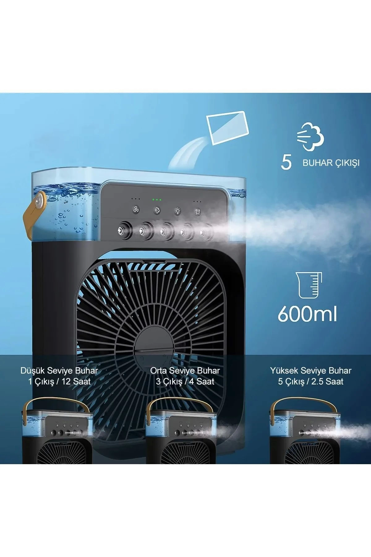 Taşınabilir Işıklı 5 Spreyli Vantilatör Buzlu Buharlı Vantilatör Mini Fan Nemlendirici - Lisinya Taşınabilir Işıklı 5 Spreyli Vantilatör Buzlu Buharlı Vantilatör Mini Fan Nemlendirici - Lisinya
