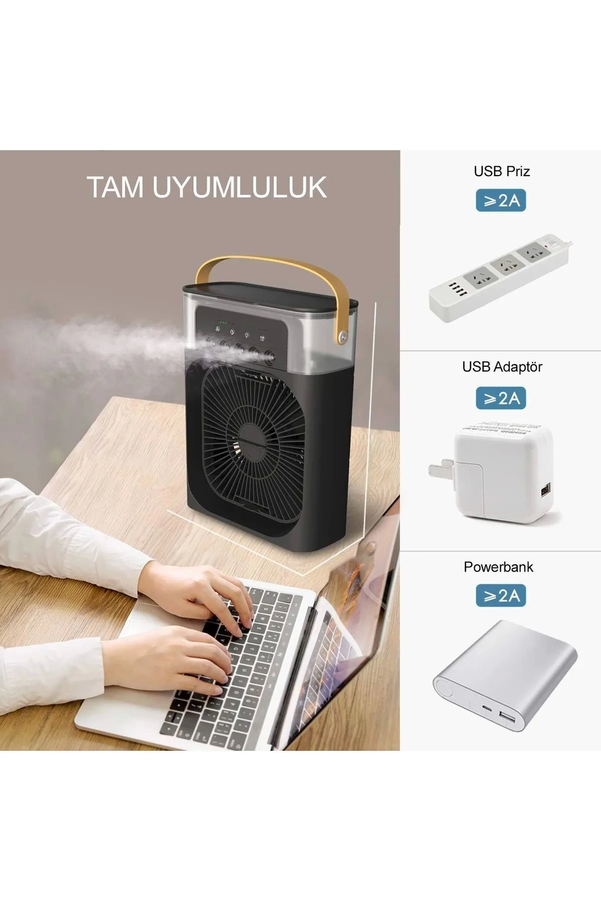 Taşınabilir Işıklı 5 Spreyli Vantilatör Buzlu Buharlı Vantilatör Mini Fan Nemlendirici - Lisinya Taşınabilir Işıklı 5 Spreyli Vantilatör Buzlu Buharlı Vantilatör Mini Fan Nemlendirici - Lisinya