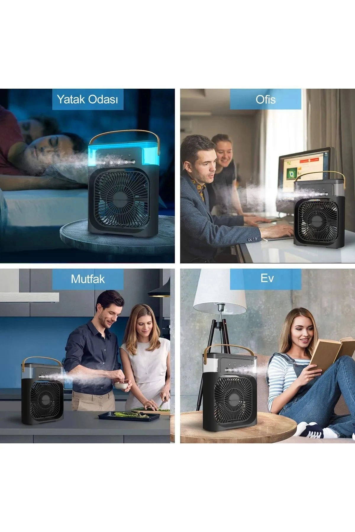 Taşınabilir Işıklı 5 Spreyli Vantilatör Buzlu Buharlı Vantilatör Mini Fan Nemlendirici - Lisinya Taşınabilir Işıklı 5 Spreyli Vantilatör Buzlu Buharlı Vantilatör Mini Fan Nemlendirici - Lisinya