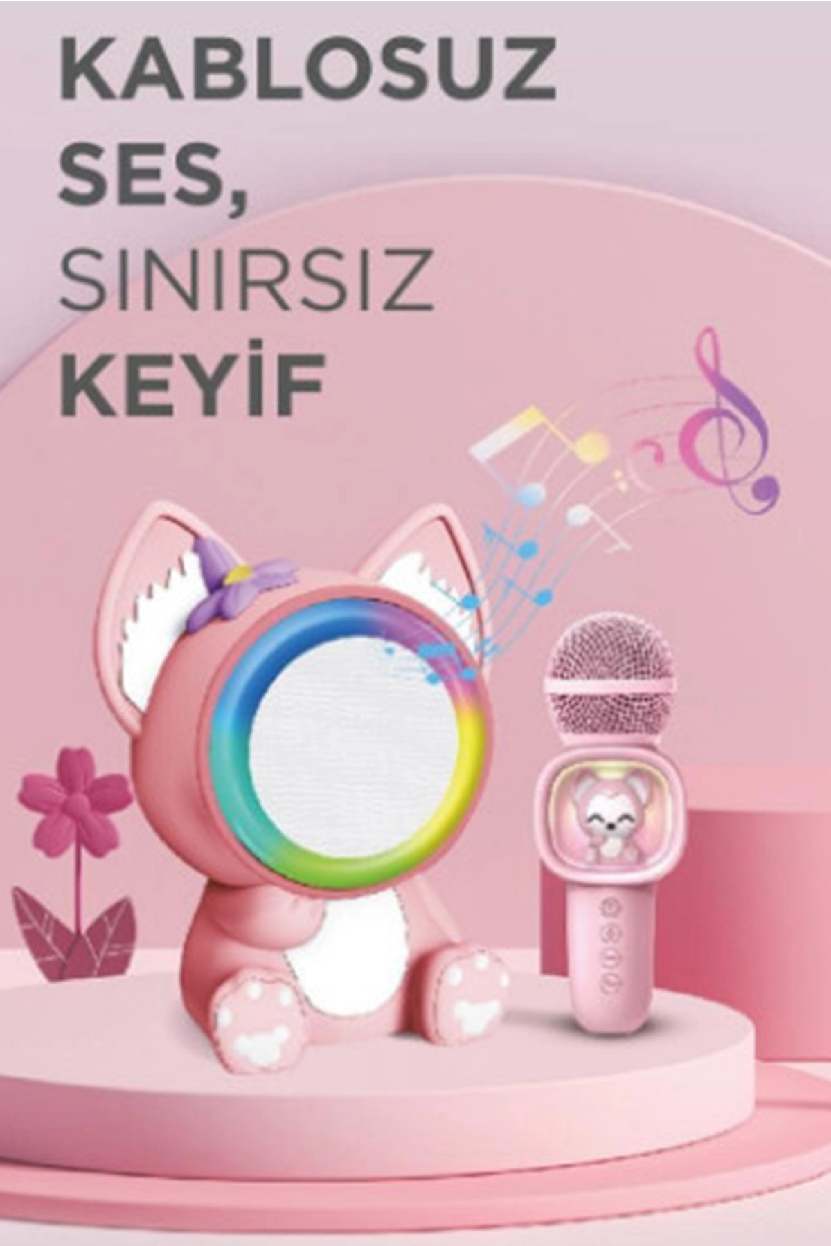 Taşınabilir Rgb Işılı Sevimli Figürlü Mikrofonlu Karaoke Bluetooth Hoparlör - Lisinya Taşınabilir Rgb Işılı Sevimli Figürlü Mikrofonlu Karaoke Bluetooth Hoparlör - Lisinya