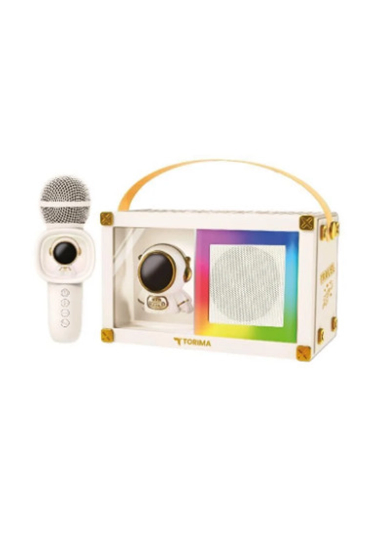 Taşınabilir Rgb Işılı Sevimli Figürlü Mikrofonlu Karaoke Bluetooth Hoparlör Krem - Lisinya
